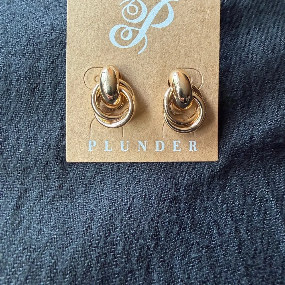 ‼️NWT Plunder Gold Double Hoop Earrings